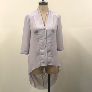 Helmet Lang blouse with raw edge hi-low hem